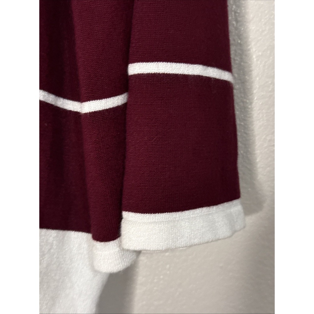 Liz Claiborne Sweater Women's Plus Size XXL Burgundy White Striped Long Sleeve - Picture 3 of 5